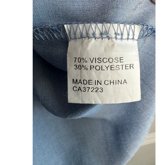 Creation Blue Embroidered Tie Sleeve Top Women’s Medium - Picture 6 of 6